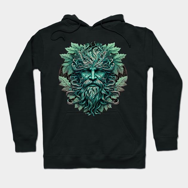 Jack Of The Wood Traditional Pagan Celtic Greenman Hoodie by ShirtFace